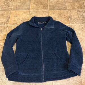 Free Country Womens Navy Blue Full Zip Fleece Jacket Mock Neck Size Medium